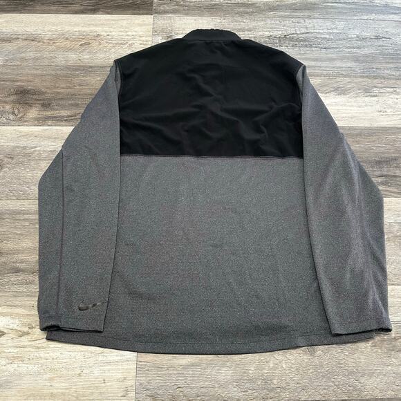 Nike Golf Dri Fit Gray Black Mens L Swoosh Logo Quarter Zip Shirt Performance - Picture 3 of 10